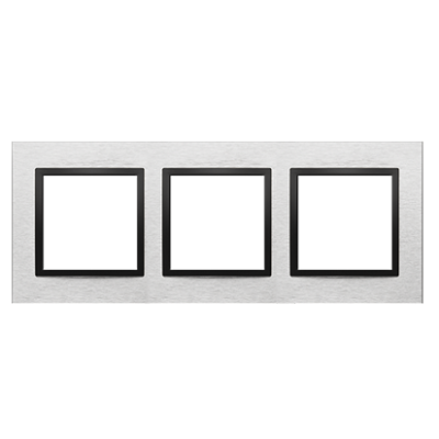 Simon 54 Nature trivietis rėmelis, 3 vt. metalinis, juodas nerūdijantis plienas (Inox Nero)