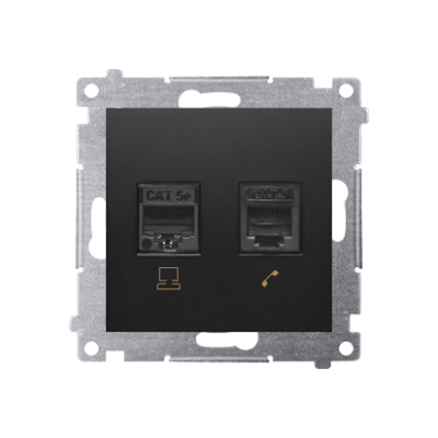 Kompiuterio lizdas RJ45, 5e kategorijos + telefono lizdas RJ12 (modulis)