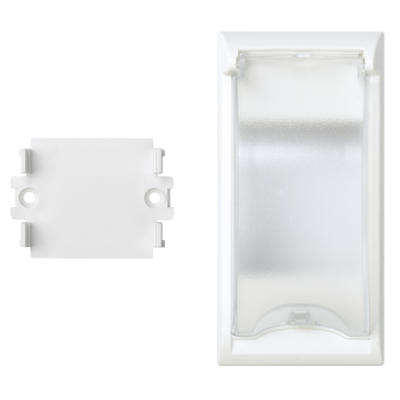 Plate with lid, Simon 500, for 2-pole equipment for floor boxes, 100×50mm