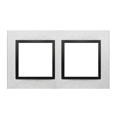 Simon 54 Nature double frame, metal, inox nero