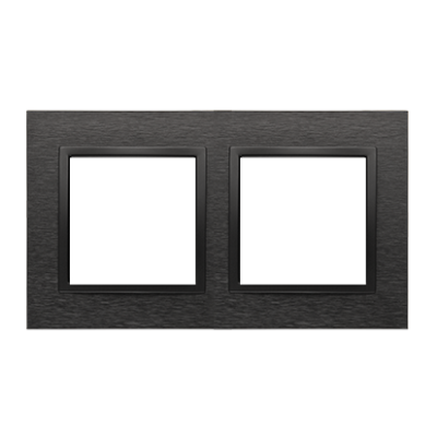 Simon 54 Nature dvivietis rėmelis, 2 vt. metalinis, tamsus nerūdijantis plienas (Inox)