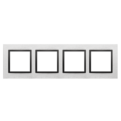 Simon 54 Nature quadruple frame, metal, inox nero