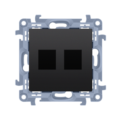 Simon 10 double Keystone flat IT/telephone socket cover, black matt