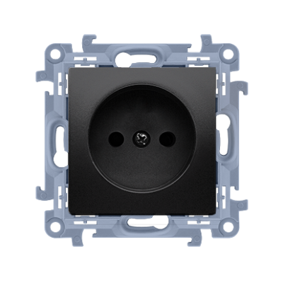 Simon 10 single socket outlet without earthing, 16A, black matt