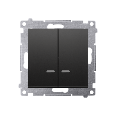 Simon 54 double intermediate switch with indicator LED light without pictogram, (module), 10AX, quick connection, black matt