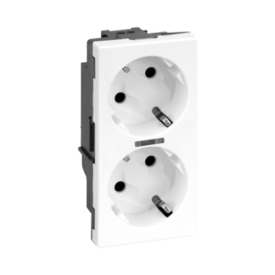 Double socket outlet, Simon 500, SCHUKO, voltage indicator, 16A, 250V, quick connection/Screw, 100×50mm, pure white
