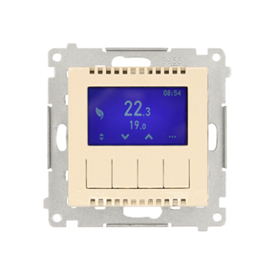 Simon 54 digital thermostat, cream white/electro white