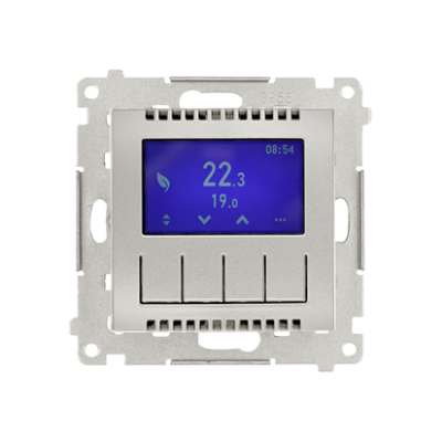 Simon 54 digital thermostat, silver matt, metalic