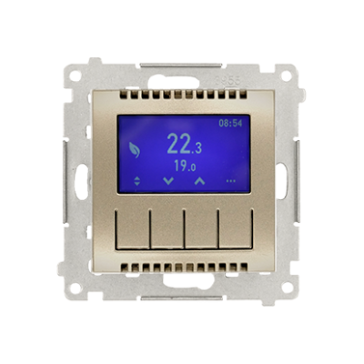 Simon 54 digital thermostat, gold matt, metalic