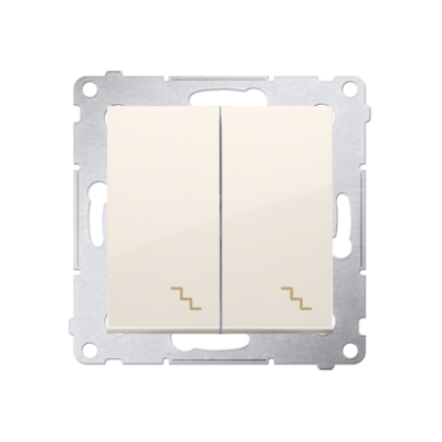 Simon 54 double two-way switch, (module), 10AX, Screw, cream white/electro white