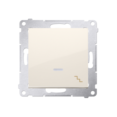 Simon 54 two-way switch with LED illumination, (module), 16AX, Screw, cream white/electro white