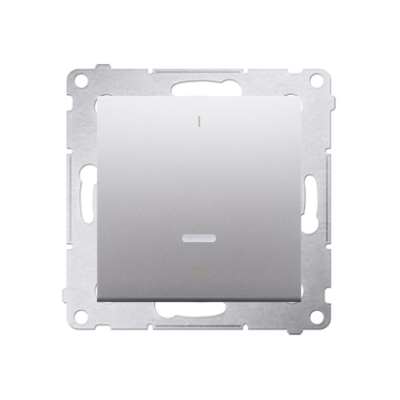 Simon 54 double switch with LED indicator light, (module), 10AX, quick connection, silver matt, metalic