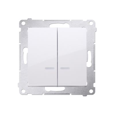 Simon 54 IP two-circuit switch, LED illuminated, (module), 10AX, quick connection, white