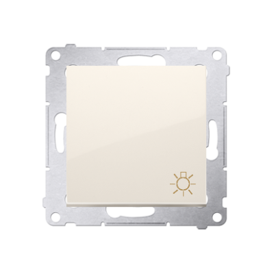 Simon 54 light push button, (module), 10AX, quick connection, cream white/electro white
