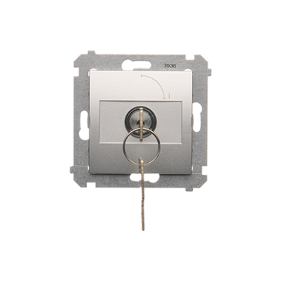 Simon 54 single switch with a key - 2 positions "0-1", 5A, silver matt, metalic