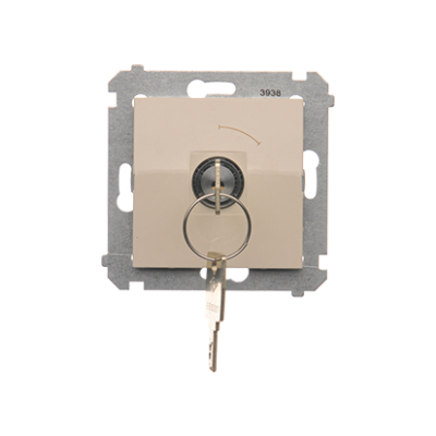 Made-to-order product, Momentary single switches with key - two positions ''0-1'', (module), Simon 54, IP20, 5A, cream white/electro white