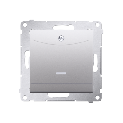 Simon 54 double hotel room switch with indicator light, 10A, 2A, silver matt, metalic