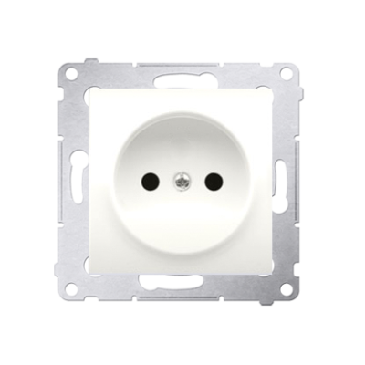 Simon 54 single socket outlet without earthing, with shutters, (module), 16A, 250V, Screw, cream white/electro white