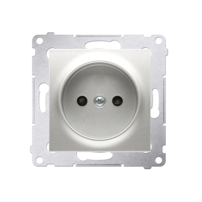 Simon 54 single socket outlet without earthing, with shutters, (module), 16A, 250V, Screw, silver matt, metalic