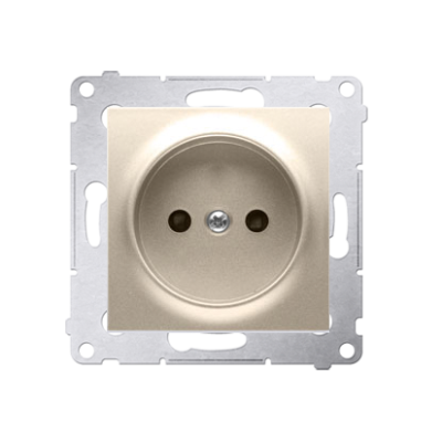 Simon 54 single socket outlet without earthing, with shutters, (module), 16A, 250V, Screw, gold matt, metalic