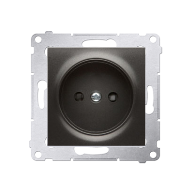 Simon 54 single socket outlet without earthing, with shutters, (module), 16A, 250V, Screw, anthracite, metalic