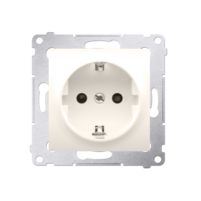 Simon 54 single socket outlet with Schuko earthing, with shutters, (module), 16A, 250V, quick connection, cream white/electro white