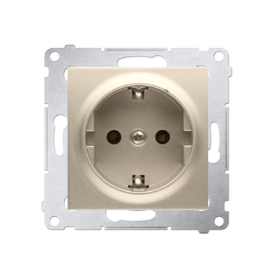 Simon 54 single socket outlet with Schuko earthing, with shutters, (module), 16A, 250V, quick connection, gold matt, metalic