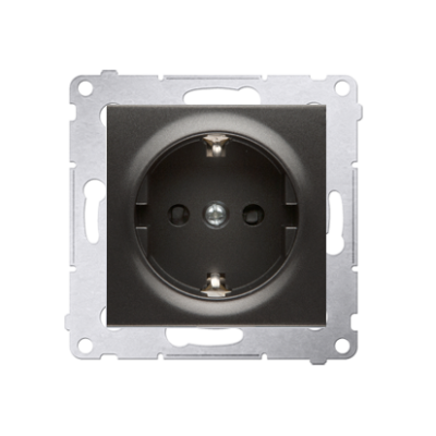 Simon 54 single socket outlet with Schuko earthing, with shutters, (module), 16A, 250V, quick connection, anthracite, metalic