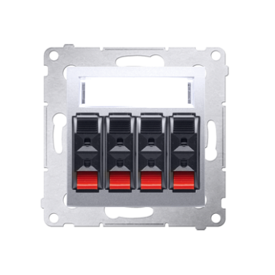 Simon 54 quadruple loudspeaker socket, silver matt, metalic