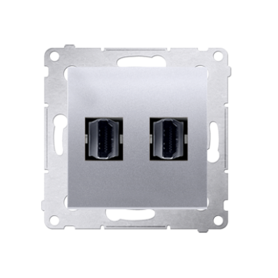 Simon 54 HDMI double socket, silver matt, metalic