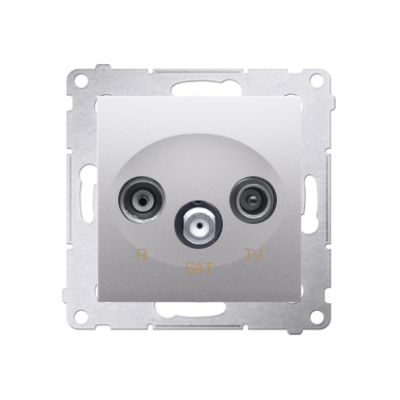 Simon 54 r-TV-SAT pass through aerial socket, atten.: 10dB, silver matt, metalic