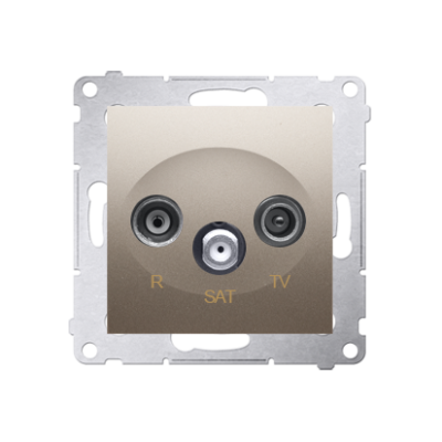 Simon 54 r-TV-SAT pass through aerial socket, atten.: 10dB, gold matt, metalic