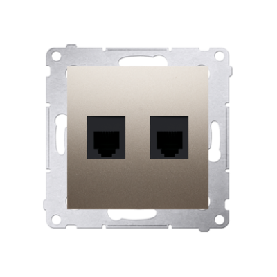 Simon 54 RJ12 double telephone socket, (module), gold matt, metalic