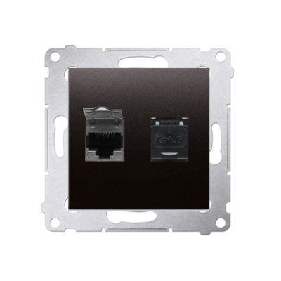 Simon 54 double computer socket RJ45 cat. 6 with anti-dust cover, (module), anthracite, metalic
