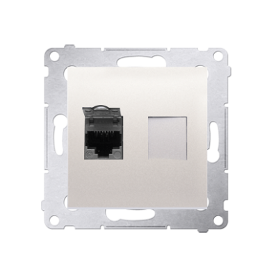 Simon 54 single shielded computer socket RJ45 category 6 with anti-dust cover, (module), cream white/electro white
