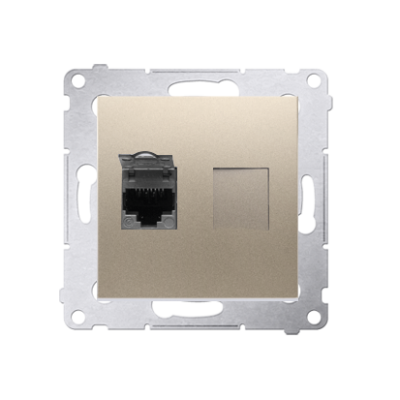 Simon 54 single shielded computer socket RJ45 category 6 with anti-dust cover, (module), gold matt, metalic