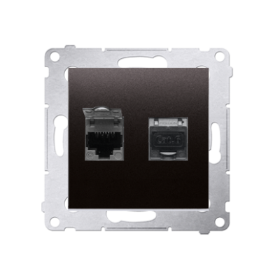 Simon 54 double computer socket RJ45 category 6 with anti-dust cover, (module), anthracite, metalic