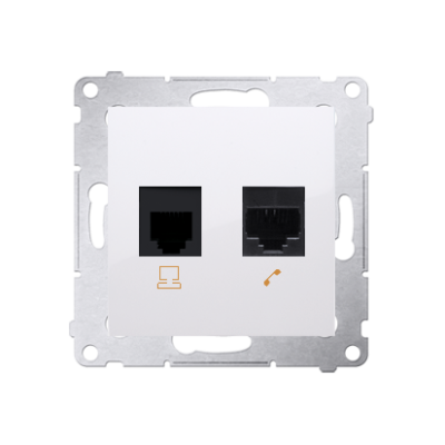 Simon 54 kompiuterio lizdas RJ45, 5e kategorijos + telefono lizdas RJ12 (modulis), balta