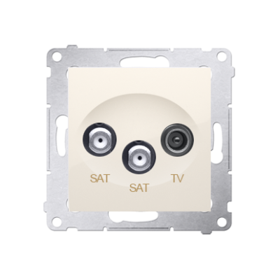 Simon 54 SAT-SAT-RTV double aerial socket, atten.: 1dB, cream white/electro white
