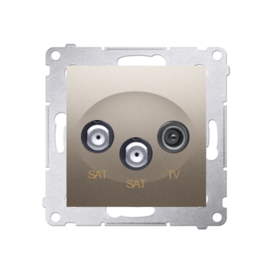 Simon 54 SAT-SAT-RTV double aerial socket, atten.: 1dB, gold matt, metalic