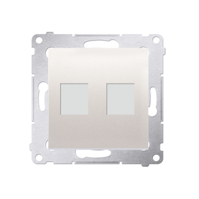 Simon 54 double Keystone flat IT/telephone socket cover, (module), cream white/electro white