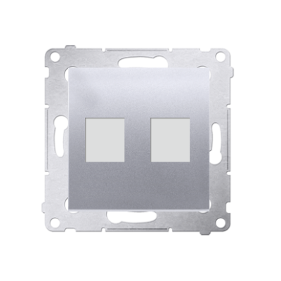 Simon 54 double Keystone flat IT/telephone socket cover, (module), silver matt, metalic
