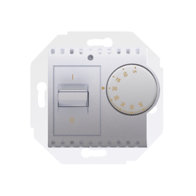 Simon 54 temperature regulator with inner detector, silver matt, metalic