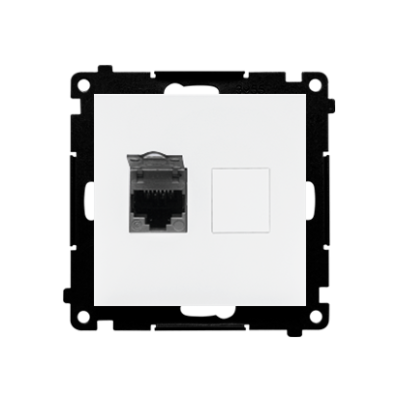 Simon 55 single shielded computer socket RJ45 category 6 with anti-dust cover, white matt