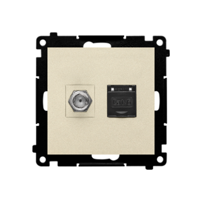 Simon 55 aerial socket type "F" + computer socket RJ45 cat.6, module, champagne matt
