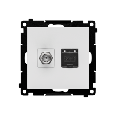 Simon 55 aerial socket type "F" + computer socket RJ45 cat.6, module, light gray matt