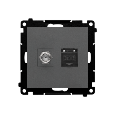 Simon 55 aerial socket type "F" + computer socket RJ45 cat.6, module, graphite mat