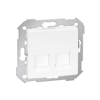 Simon 82 double Keystone flat IT/telephone socket cover, white