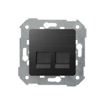 Simon 82 double Keystone flat IT/telephone socket cover, graphite