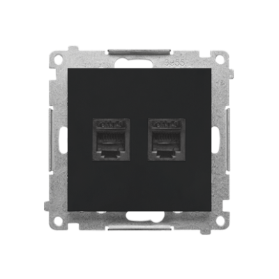 Simon 55 RJ12 double telephone socket, black matt